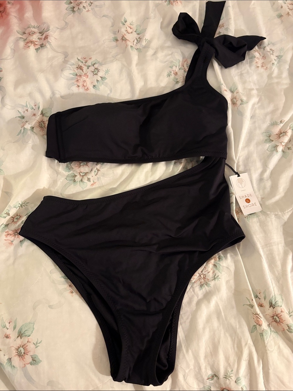 Shade & Shore Black Asymmetric Cutout Bikini